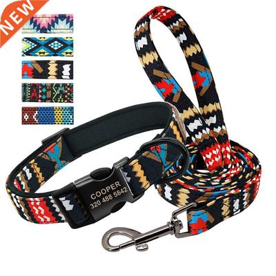Personalized Dog Collar WIth Leash Nylon Custom Pet ID Colla