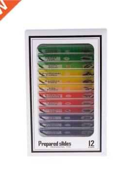 12 Pcs Prepared Microscope Slides Set Specimen for student B