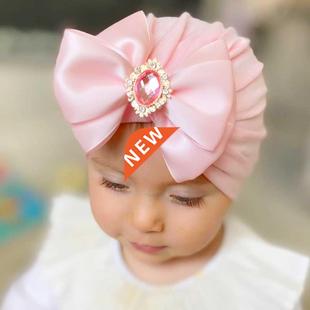 Hair Caps Head Rhinestone Bowknot Turban bow Big Hats Baby