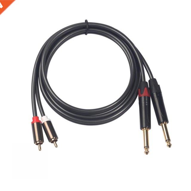 1.5m Dual 6.35mm 1/4 Mono Male to 2 RCA Male Adapter Cable f