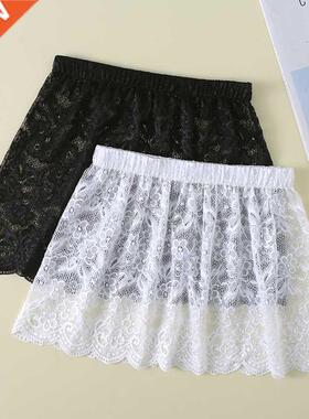 Women Lace Floral Fake Shirt Skirt Blouse Tail Hem Detachabl