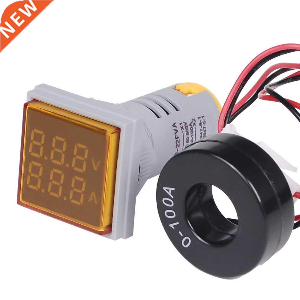 AC 60-500V 0-100A Voltmeter Ammeter Square L-E-D Voltmeter A