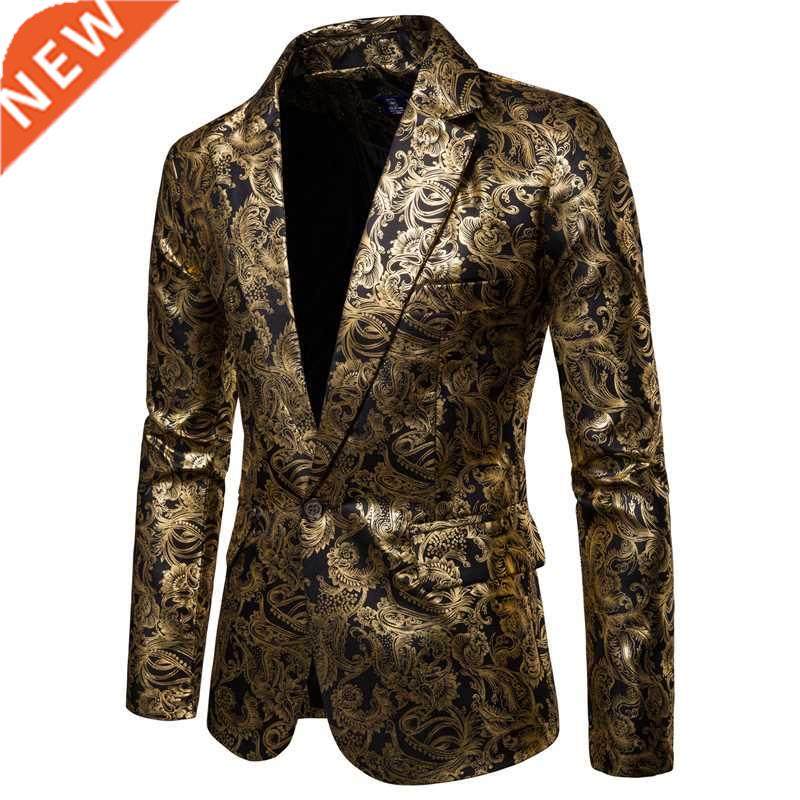 2022 Men's Golden Floral Blazers Business Casual Suit We