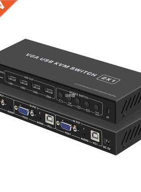 HDmatters VGA KVM Switcher 2X1 with VGA Multi-viewer functio