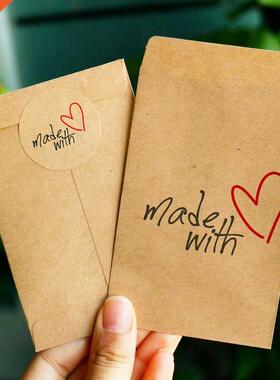 50pcs Gift Paper Bag Made With Love Thank You Kraft Paper Ba