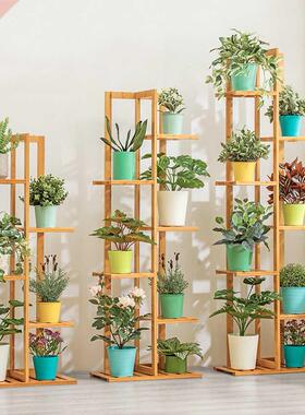Bamboo 5 / 6 Tier Plant Stand Rack Multiple Flower Pot Hol