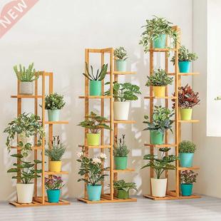 Bamboo 5 / 6 Tier Plant Stand Rack Multiple Flower Pot Hol