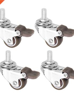 4pcs Mini Small Casters 1 Inch M8x15mm TPE Silent Wheels wit