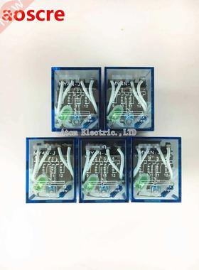5PCS MY4NJ DC AC 12V Coil 4NO 4NC Green LED Indicator Power