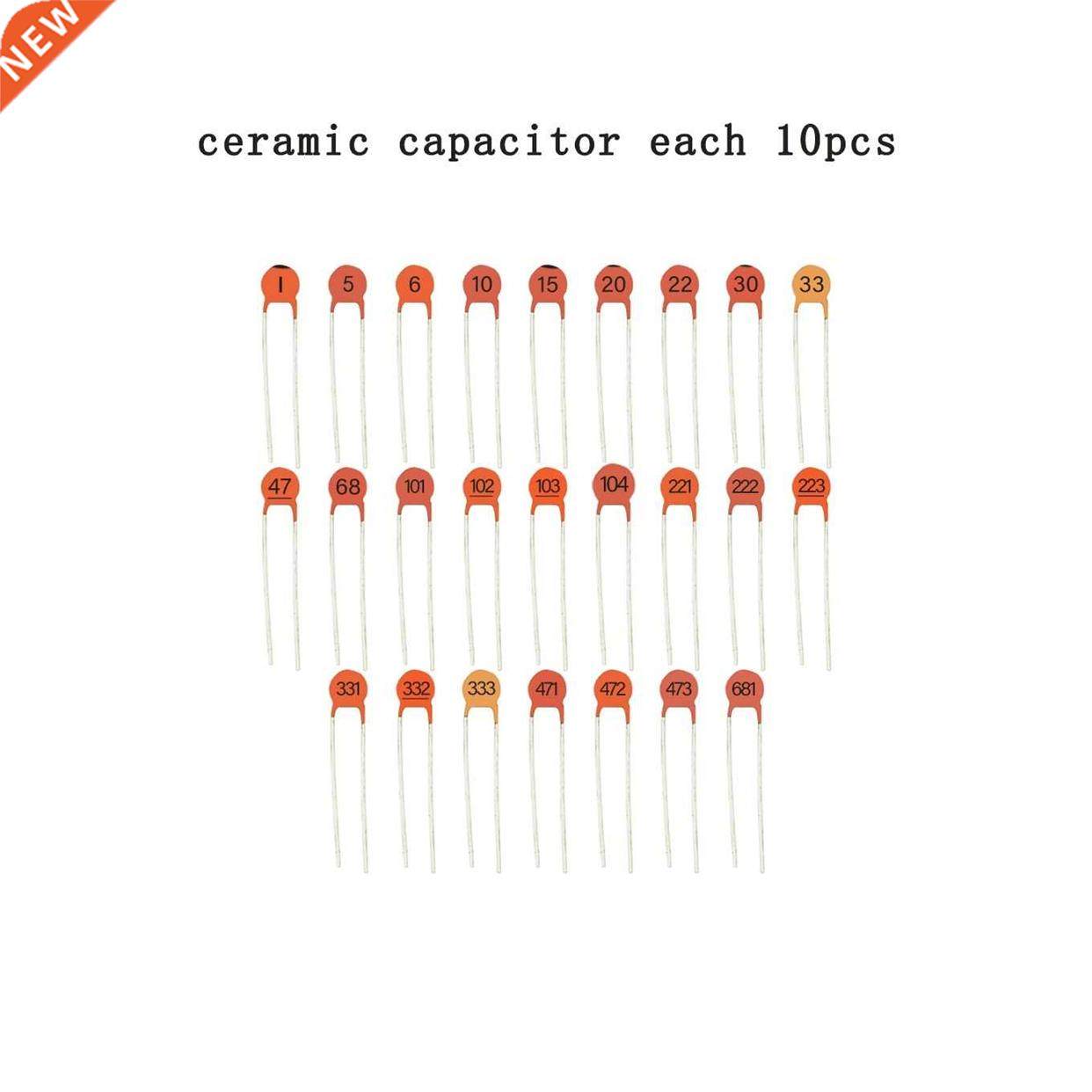 250pcs/lot Ceramic capacitor set pack 1PF-104 25 values*10p