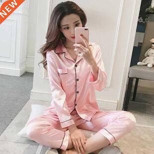 Silk Pajamas Plus Size Women Solid Cute Pajamas for Women Su