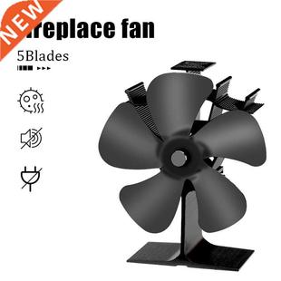 Black Wood New Log Fan Stove Powered Heat Fireplace Blades