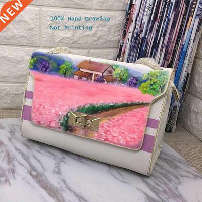 ART Hand painted flowers ROSE 2020 handbag designer bag cro