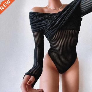 BKLD 2021 Spring New Off Shoulder Bodysuits Skinny ch Long