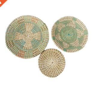 Wall Basket Decor 3pcs Seagrass Woven Handade Round Hanging