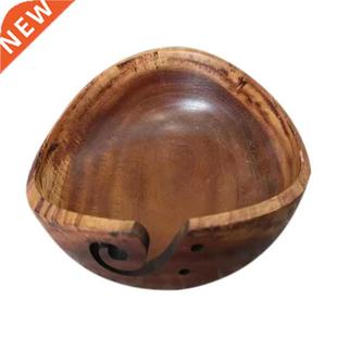 Holder Knitting with Yarn Basket Bowl Storage Wooden Wool