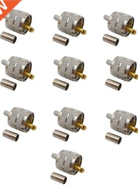10Pcs UHF Male PL259 Plug Crimp RG58/142 LMR195 LMR200 RG400