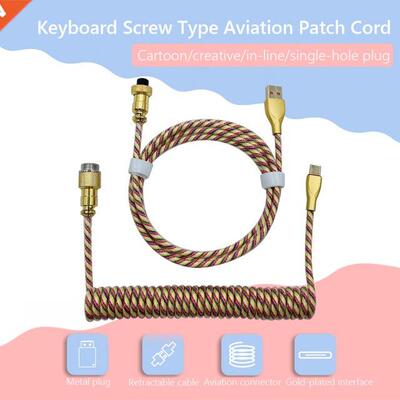 NEW Type-C to USB Cable Mechanical Keyboard Coiled Spring Wi
