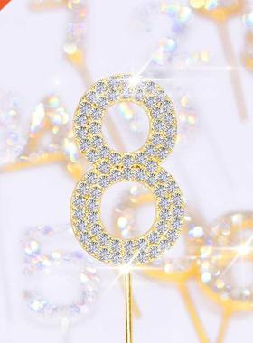 1Pc Glitter Alloy Rhinestone Number Cake Toppers Baby Shower
