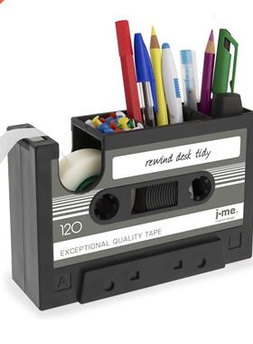 hot-Cassette Tape Dispenser Pen Holder Vase Pencil Pot Stati