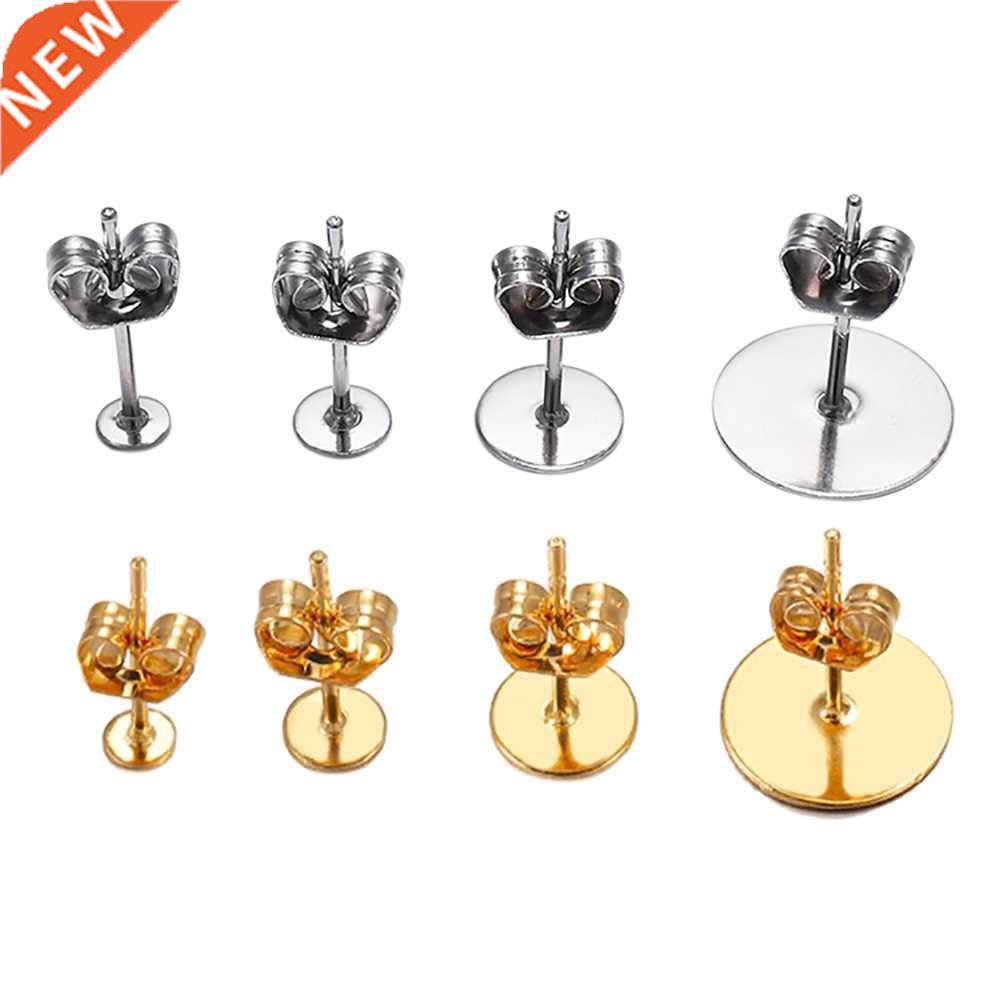 20-100pcs/lot Gold Stainless Steel Blank Post Earring Studs