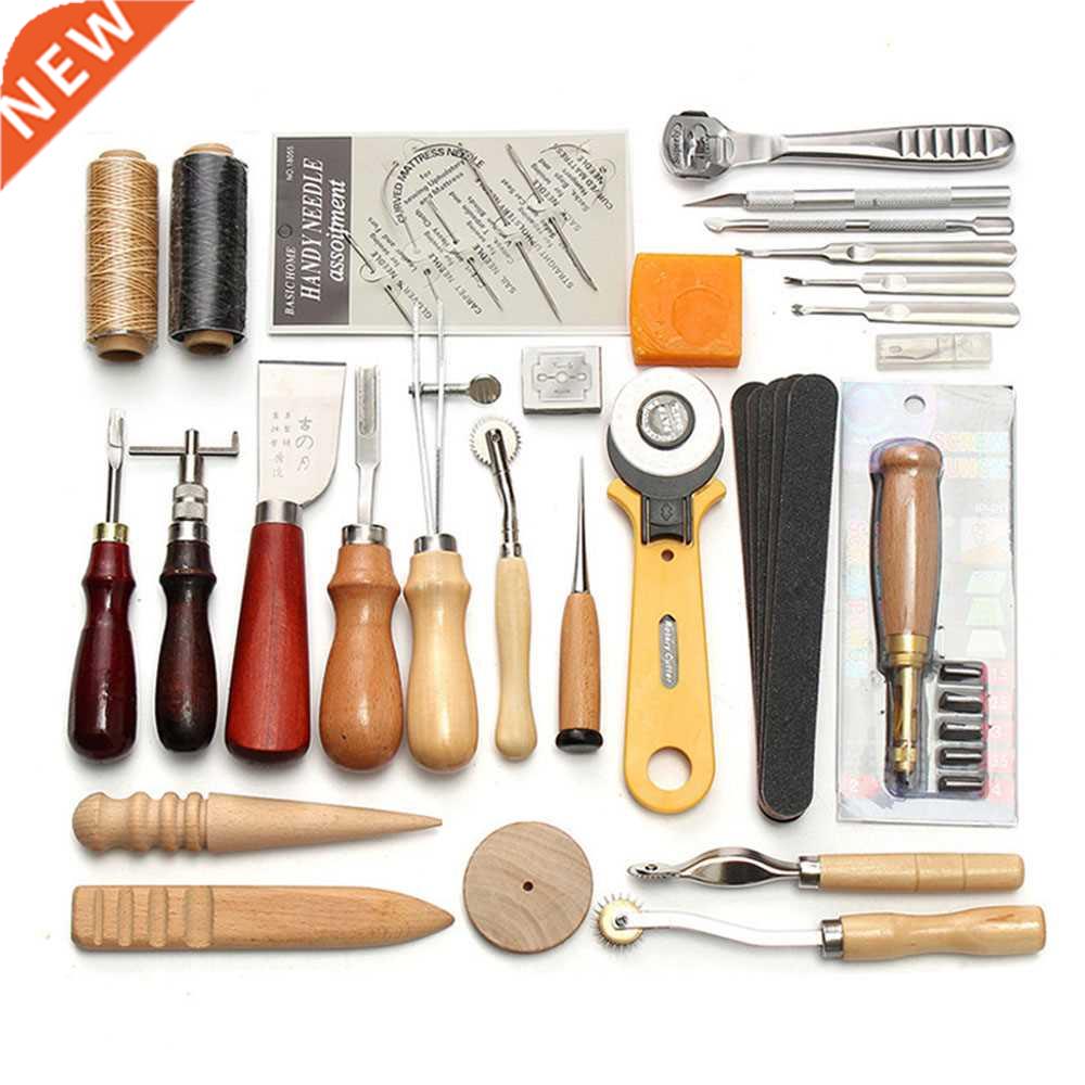 37/48Pcs Professional Leather Craft Tools Kit Hand Sewing St