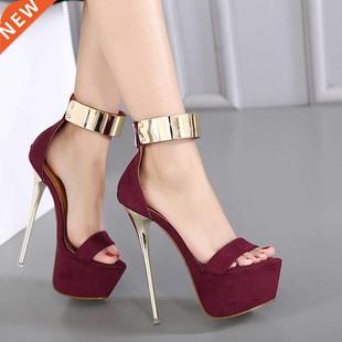 Aneikeh Ankle Strap Heels Platform Sandals Party Shoes For W