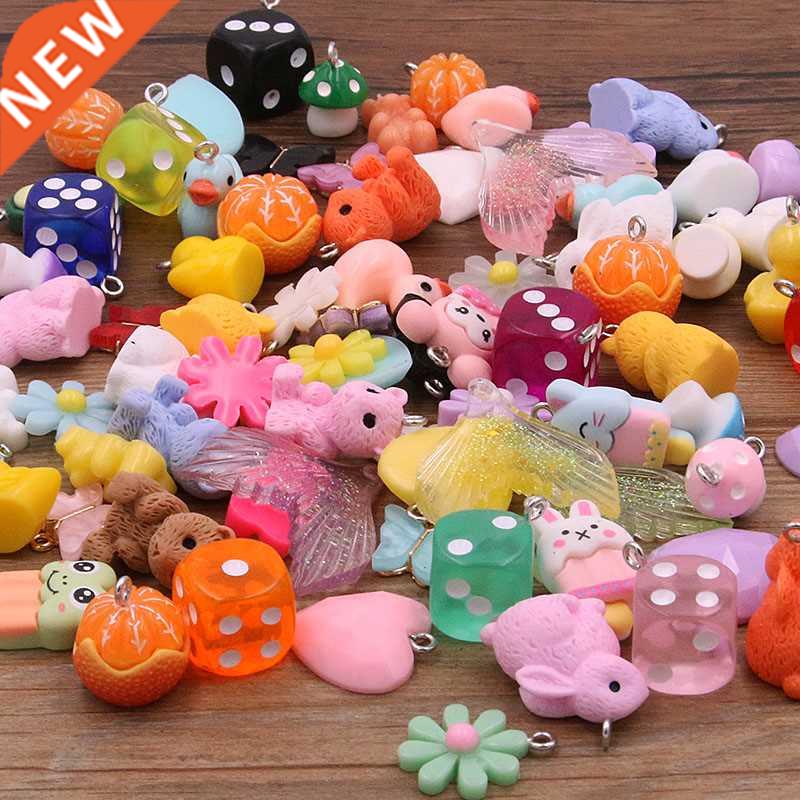 10Pcs 26 Styles Mix Fruit Animals Flowers Sieve Resin Earrin