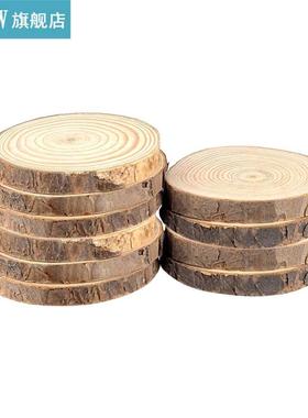5-10Pcs Thick 1cm Nature Pine Wood Chip Polished Base Handma