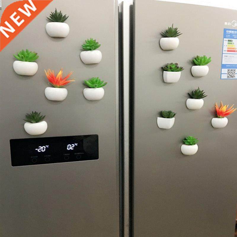 1pc Fridge Blackboard Magnet Sticker Artificial Potted Succu