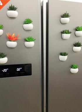 1pc Fridge Blackboard Magnet Sticker Artificial Potted Succu