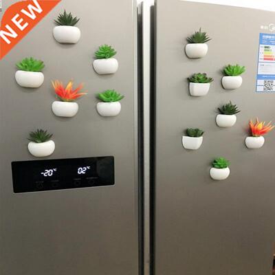 1pc Fridge Blackboard Magnet Sticker Artificial Potted Succu