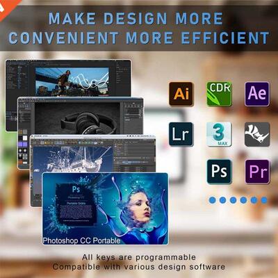 RGB Macro Custom Gaming Keyboard Knob 9 Key + 2 Knob Program