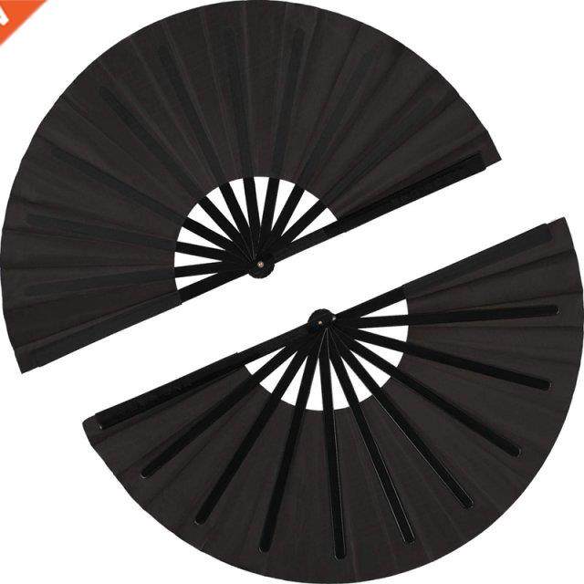 2 Pieces Large Folding Fan Nylon Cloth Handheld Folding Fan