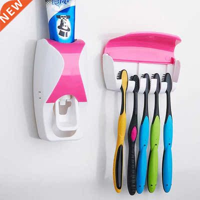 Automatic Toothpaste Dispenser + 5pcs Toothbrush Holder Set