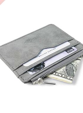 Men's Card Wallet Short Matte Leather Retro Multi-card Frost