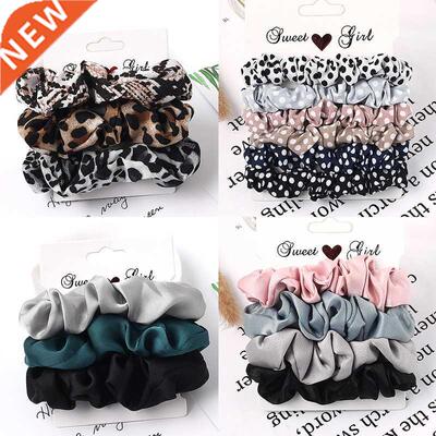 /5/Pcs Silk Scrunchies Print Leopard Scrunchie Set Elastic