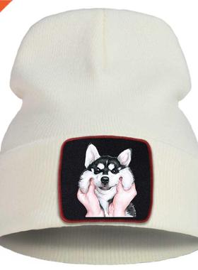 Lovely Cute Husky Dog Bonnet Caps Women Winter Cotton Warm S