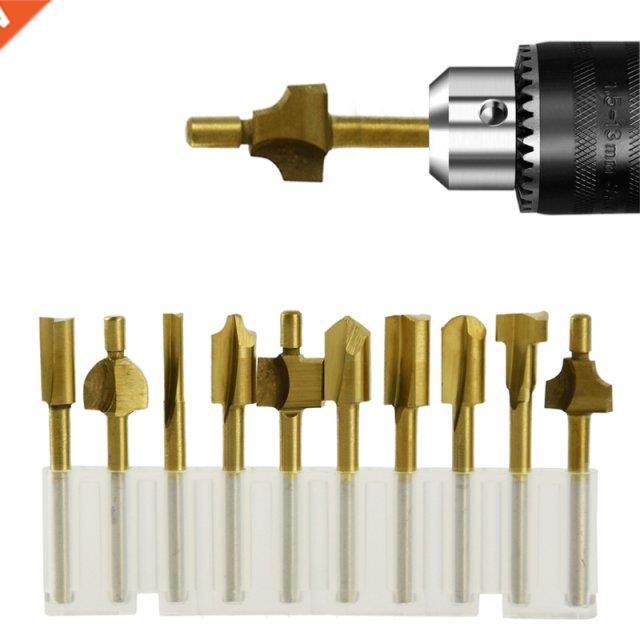 10pcs HSS Router Bits Wood Cutter Milling 1/8 Shank Router