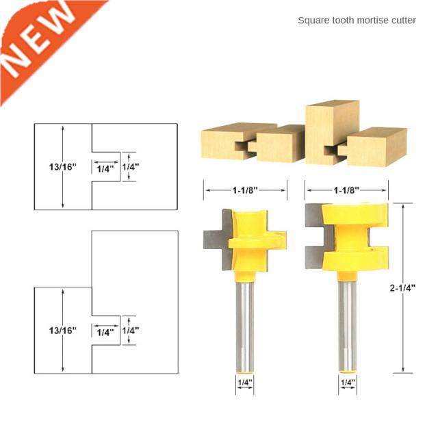 2PCS 1/4 Milling Cutter Kit Shank Tongue & Groove Router