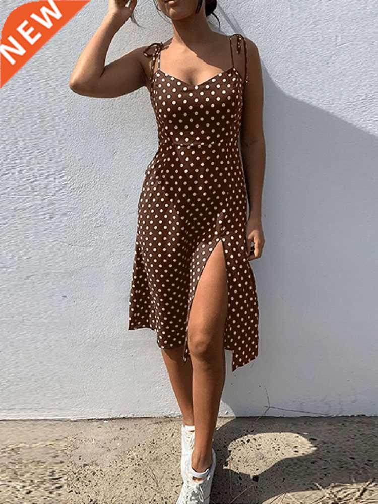 Dresses 2022 Sundress Summer Women Causal Polka Dot Sleevele