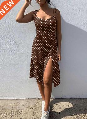 Dresses 2022 Sundress Summer Women Causal Polka Dot Sleevele