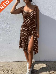 Dresses 2022 Sundress Summer Women Causal Polka Dot Sleevele
