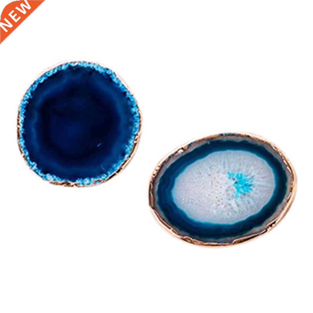 2Pcs Agate Slice Blue Agate Coaster Teacup Tray Decorative D
