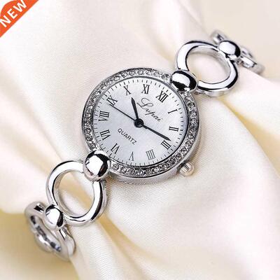 ndy Rhinestone Quartz Watch For Women Roman Scale Steel Belt