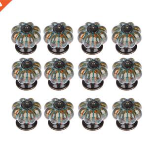 12Pcs Ceramic Door Knob Antique Pumpkin for Cabinets Cupboar