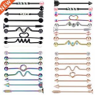 Stainless Steel Heart Industrial Piercing Set Arrow Industri