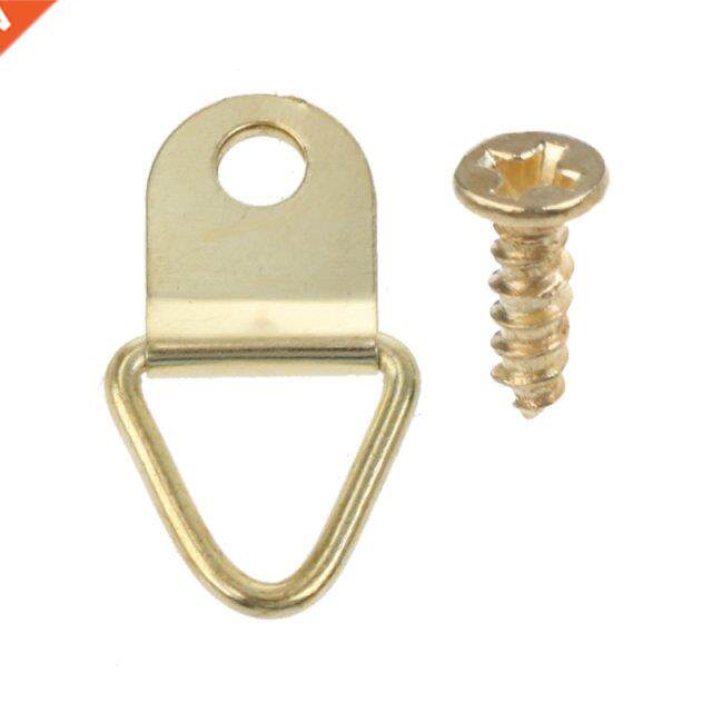 100PCS Gold Small D-Ring Picture Hanger with Screws Frame Tr