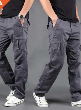 Cotton Casual Trousers Cargo Pants Overalls Multiple Pockets