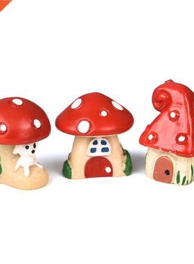 3Pcs/Set Cute Ctoon Red Mushroom House DIY Resin Fairy G